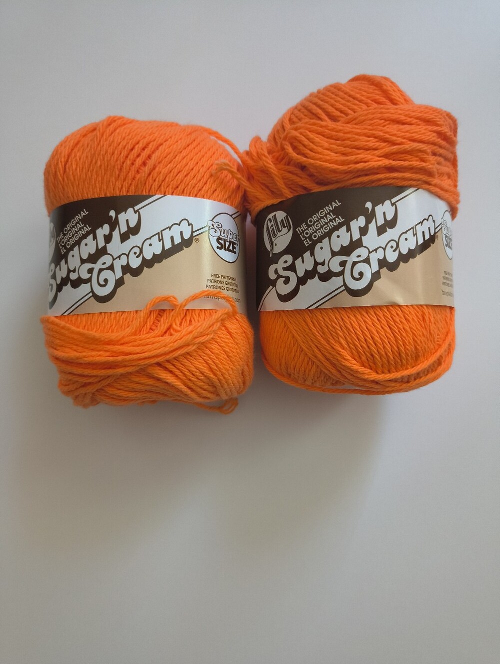 NWT Lot Of 2 Lily Sugar'n Cream 100% Cotton Yarn || Hot Orange